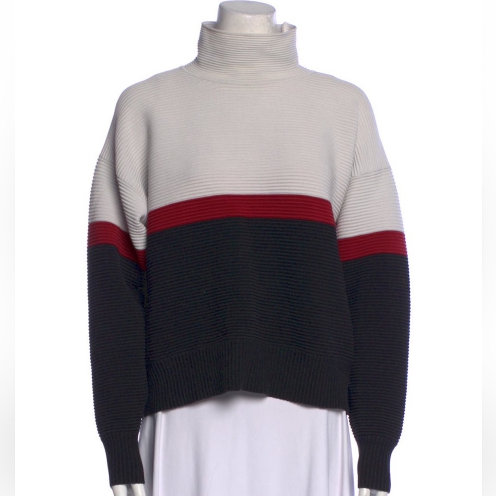 Nagnata Cream, Black & Red Ribbed Turtleneck Sweater